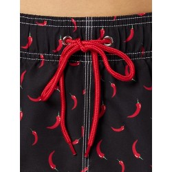 Boardshort homme noir imprimé piment rouge- tailles S-XXL - Détails