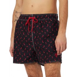 Boardshort homme noir imprimé piment rouge - tailles S-XXL