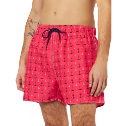 Boardshort homme rouge imprimé ancre nautique - tailles S-XXL