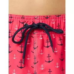Boardshort homme rouge imprimé ancre nautique - tailles S-XXL - Détails