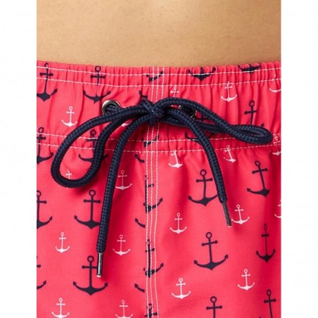 Boardshort homme rouge imprimé ancre nautique - tailles S-XXL