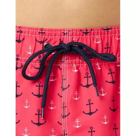 Boardshort homme rouge imprimé ancre nautique - tailles S-XXL