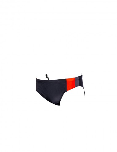 Slip de bain homme uni tricolor noir/gris/rouge disponible de la taille T1 à T6