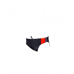 Slip de bain homme uni tricolor noir/gris/rouge disponible de la taille T1 à T6