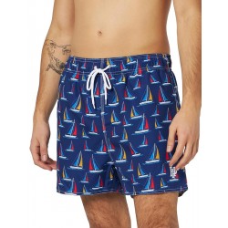 Boardshort homme marine imprimé voilier coloré - tailles S-XXL