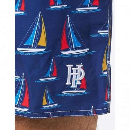 Boardshort homme marine imprimé voilier coloré - tailles S-XXL