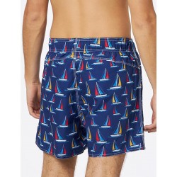 Boardshort homme marine imprimé voilier coloré - tailles S-XXL