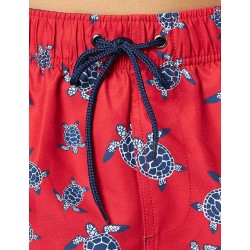 Boardshort homme rouge imprimé tortue marine - tailles S-XXL - Détails