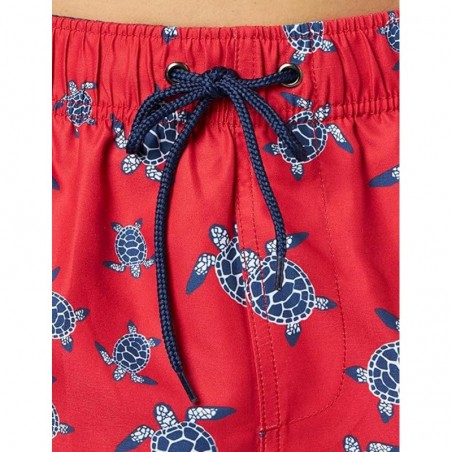 Boardshort homme rouge imprimé tortue marine - tailles S-XXL