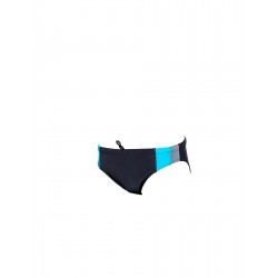 Slip de bain homme uni tricolor noir/gris/turquoise disponible de la taille T1 à T6