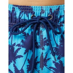 Boardshort homme bleu ciel imprimé palmiers marine  - tailles S-XXL - Détails