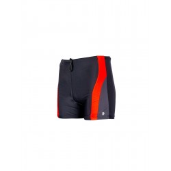 Boxer de bain homme long uni tricolor noir/gris/rouge disponible de la taille T1 à T8