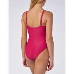 Maillot de bain 1 pièce gainant framboise décolleté V bretelles réglables - Bonnet C - du 36 au 46