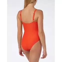 Maillot 1 pièce amincissant, orange, décolleté V, bretelles réglables - Bonnet C - du 36 au 46