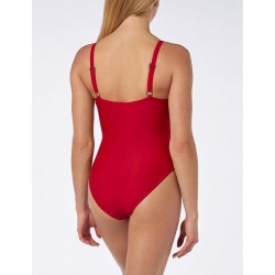 Maillot de bain 1 pièce gainant rouge décolleté V bretelles réglables - Bonnet C - du 36 au 46