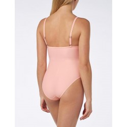 Maillot de bain 1 pièce rose poudré effet gainant bretelles réglables - Bonnet C - du 36 au 48