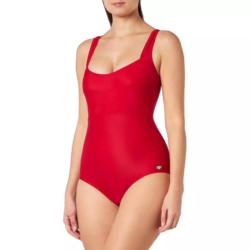 Maillot 1 pièce emboitant, rouge, bretelles larges réglables - Bonnet C - du 38 au 52
