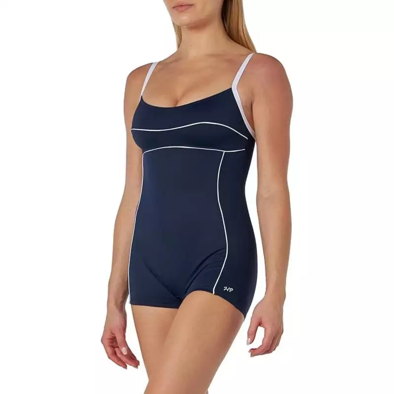 Combishort de bain femme gainant, marine et blanc - taille 36 à 54