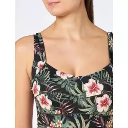 Maillot de bain 1 pièce imprimé floral ventre plat dos droit - Bonnet C du 38 au 52 - Détails