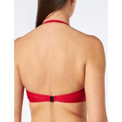 Maillot 2 pièces rouge, haut bandeau avec coques et lien amovibles, culotte haute - du 36 au 46 - Dos