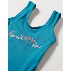 Maillot de bain 1 pièce fille bleu pétrole avec message - 6 à 16 ans - Détails