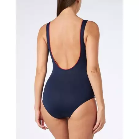 Maillot de bain 1 pièce femme rayé marine et blanc, gainant, du 38 au 60
