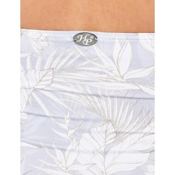 Maillot 1 pièce bustier imprimé floral blanc, gainant, bonnet C avec coques amovibles, dos droit, du 36 au 46 - Détails dos