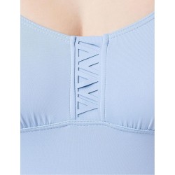 Maillot de bain 1 pièce bleu ciel gainant, décolleté arrondi, bretelles réglables, dos droit, du 36 au 52 - Détails haut