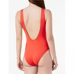 Maillot de bain 1 pièce gainant, bonnet C, corail avec détails argent, taille 36 à 52