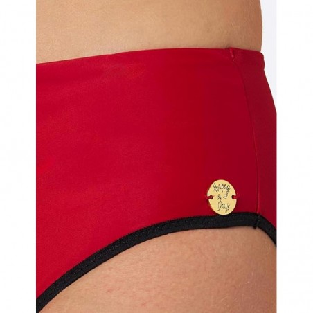 Culotte de maillot de bain menstruel rouge taille haute Tahiti, du 38 au 48