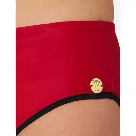 Culotte de maillot de bain menstruel rouge taille haute Tahiti, du 38 au 48