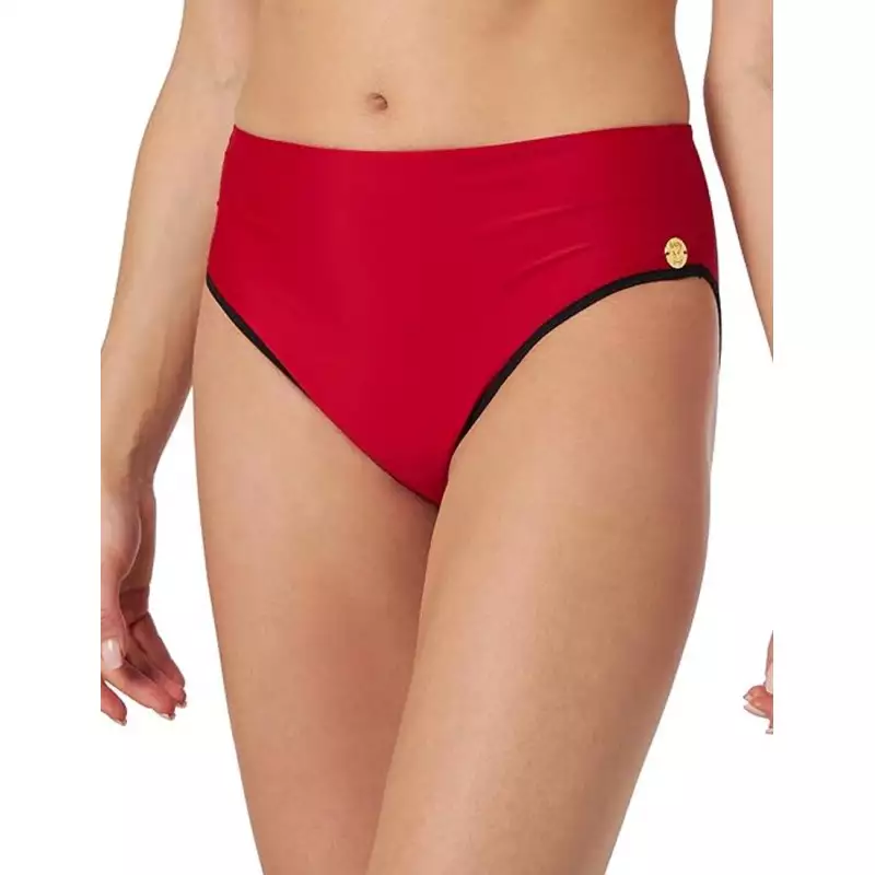 Culotte de maillot de bain menstruel rouge taille haute Tahiti, du 38 au 48