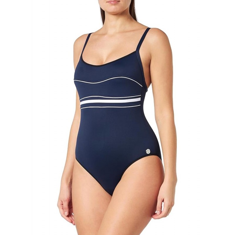 Maillot de bain menstruel femme 1 pièce bleu marine rayé