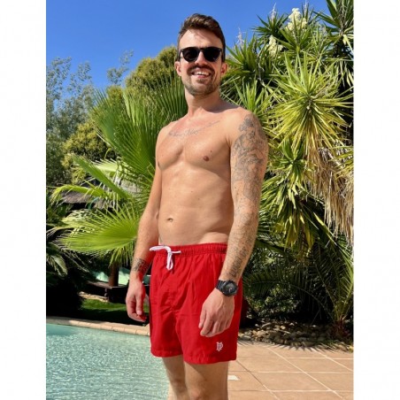 Boardshort uni rouge taille S à XL