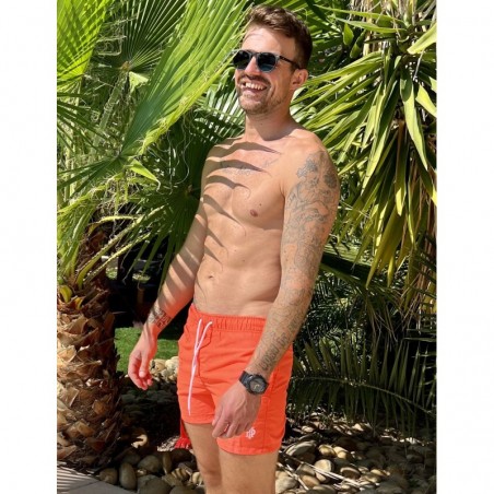 Short de bain uni orange fluo taille S à XXL