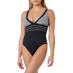 Maillot de bain une pièce noir avec détails graphiques - Élégance intemporelle