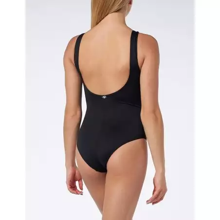 Maillot de bain une pièce femme gainant noir avec imprimé floral noir et blanc