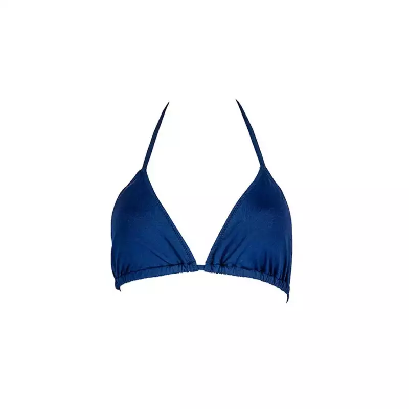 Haut de maillot de bain femme triangle, coques amovibles uni marine