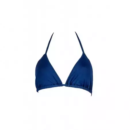 Haut de maillot de bain femme triangle, coques amovibles uni marine