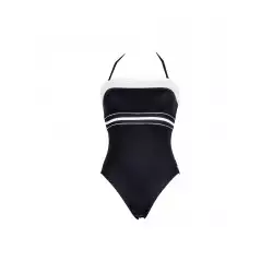 Maillot de bain 1 pièce femme bandeau noir et blanc