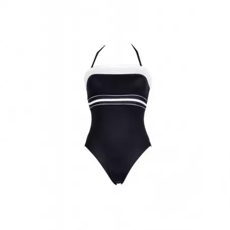 Maillot de bain 1 pièce femme bandeau noir et blanc