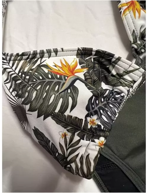 Maillot de bain menstruel ado 12-16 ans imprimé tropical – Anti-fuite | Happy Days