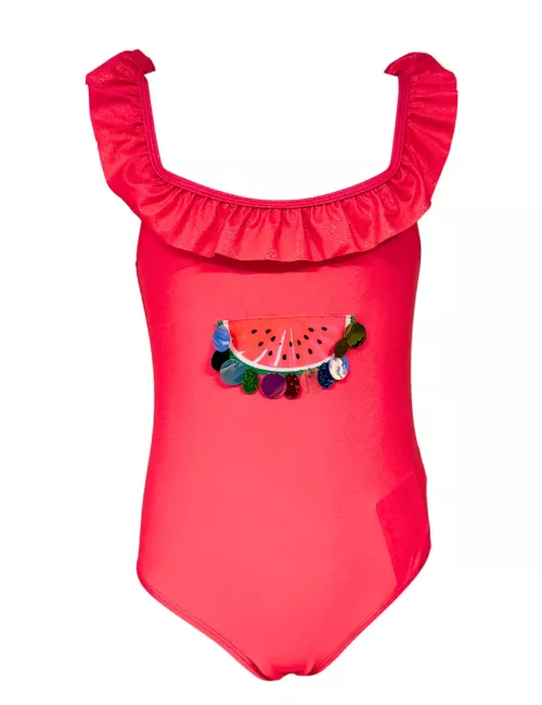 Maillot 1 pièces fillette rose motif pastèque - tailles 2 à 8 ans