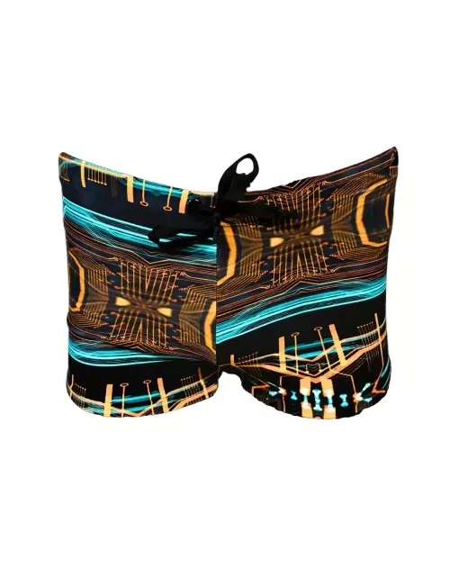 Boxer de bain homme imprimé circuits graphiques noir - Taille 1 à 6