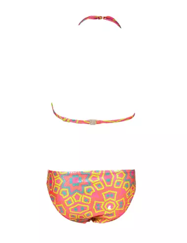 Maillot de bain 2 pièces fille imprimé géométrique rose et jaune – du 8 au 14 ans