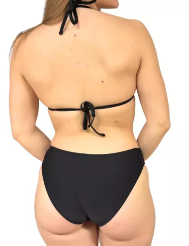 Bikini noir détails dorés et blancs, haut à coques - du 36 au 44