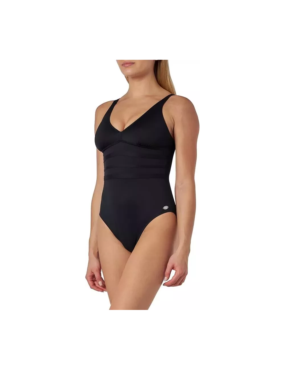 Maillot de bain 1 pièce femme noir gainant décolleté V