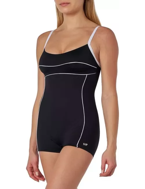 Maillot de bain 1 pièce combishort gainant noir et blanc taille 36 à 54