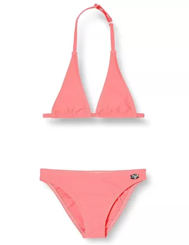 2 pièces fille, haut triangle & culotte classique, uni rose fluo, 4 à 14 ans