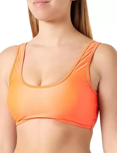 Haut de maillot de bain brassière uni orange fluo - du 36 au 46